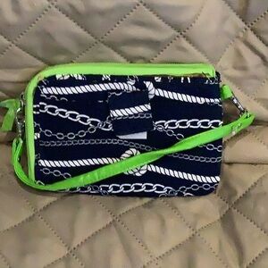 Thirty-One Navy and Lime Clutch